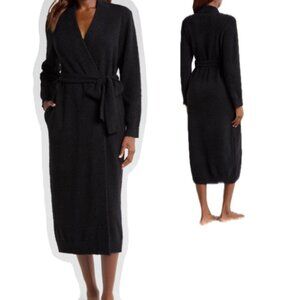 Ugg Lenny Sweater Robe Women Black Fluffy Wrap Cozy Loungewear Soft Textured Sma